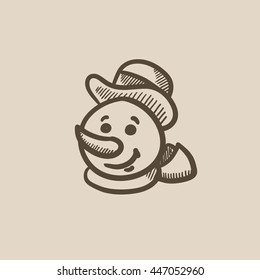 Icono de esbozo del vector de la cabeza de Snowman aislado en el fondo. Hand dibujó el icono de cabeza de Snowman. Icono de boceto de cabeza de Snowman para infografía, sitio web o aplicación.