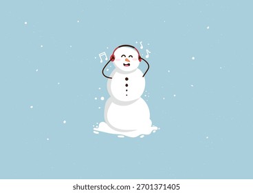 snowman with headphone background vector design
