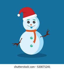 Snowman With His Tongue Out Teasing Vector Illustration