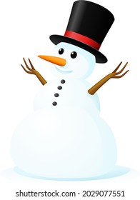 Snowman with his top hat isolated on a white background