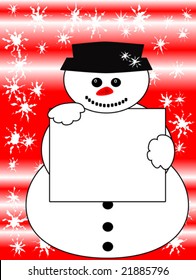 Snowman holding a blank board for your message