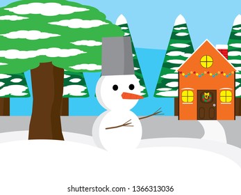 Snowman and House