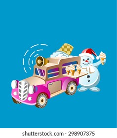 Snowman with ice cream