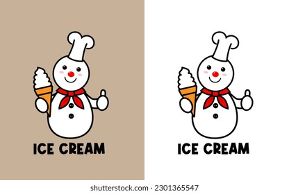 snowman ice cream logo vector design