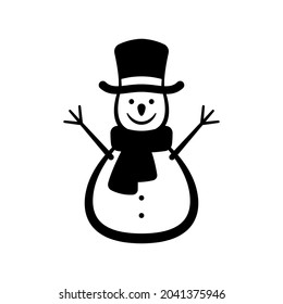 Snowman icon. Black contour linear silhouette. Front view. Vector simple flat graphic illustration. The isolated object on a white background. Isolate.