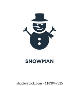 Snowman icon. Black filled vector illustration. Snowman symbol on white background. Can be used in web and mobile.