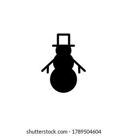 Snowman icon in black flat glyph, filled style isolated on white background