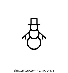 Snowman icon  in black line style icon, style isolated on white background