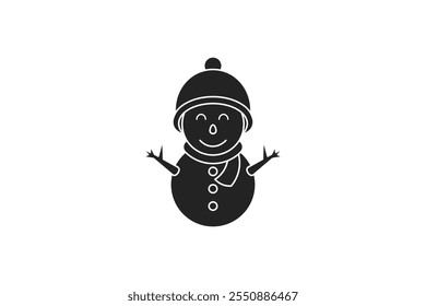 snowman icon black silhouette style