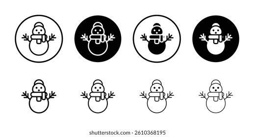 Snowman icon Black and white outline vector