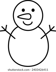 Snowman icon. Cartoon outline. Vector and illustration