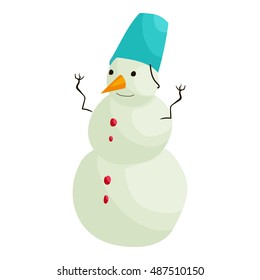 Snowman icon in cartoon style isolated on white background vector illustration