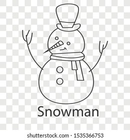 Snowman icon concept on transparency background. Creative idea design use for your project. Line vector illustration for presentation, mobile app, web page.