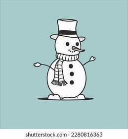 Snowman icon design template, snowman illustration design using hat, scarf and other attributes