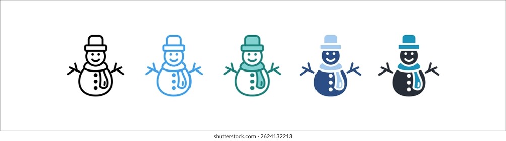 Snowman Icon In Different Style Vector
