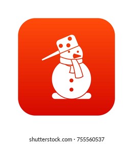 Snowman icon digital red for any design isolated on white vector illustration