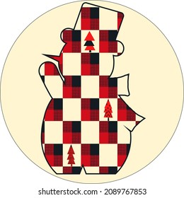  Estilo de dibujos animados planos de icono de Snowman. Hombre de nieve con sombrero. Ilustración vectorial del diseño de yeso.  Ornamento vintage para papel pintado, impresión en papel envasado, textiles, afiche