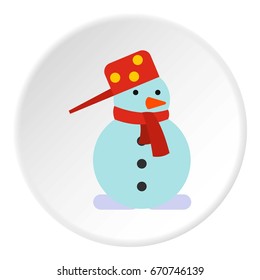 Snowman icon in flat circle isolated vector illustration for web
