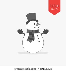 Snowman icon. Flat design gray color symbol. Illustration element
