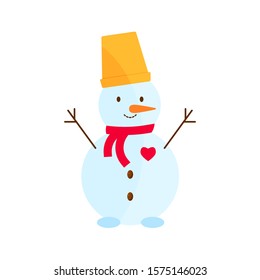 Snowman icon. Flat design isolated on white background. Festive and Christmas greeting card. Vector illustration