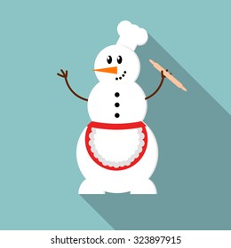 Snowman icon. Flat design style modern vector illustration. Isolated on stylish color background.