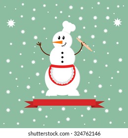 Snowman icon. Flat design style modern vector illustration. Isolated on stylish color background.