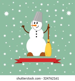 Snowman icon. Flat design style modern vector illustration. Isolated on stylish color background.