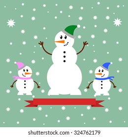 Snowman icon. Flat design style modern vector illustration. Isolated on stylish color background.
