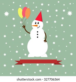 Snowman icon. Flat design style modern vector illustration. Isolated on stylish color background.