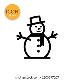 Snowman icon flat style in black color vector illustration on white background.