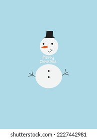 Snowman icon flat style with christmas greeting