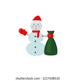 Snowman icon in flat style. Eps 10
