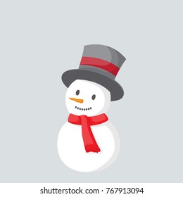 Snowman icon in flat style with long shadow, isolated vector illustration on white transparent background