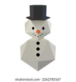 Snowman icon flat style , snowman with top-hat isolated on white background. Vector illustration
