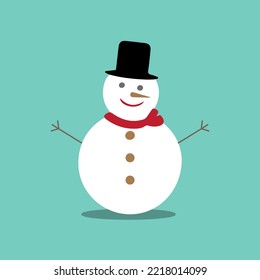 Snowman icon flat style. Vector eps10. Snowman with hat and scarf. Vector illustration. New year concept.