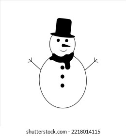 Snowman icon flat style. Vector eps10. Snowman with hat and scarf. Vector illustration. New year concept.