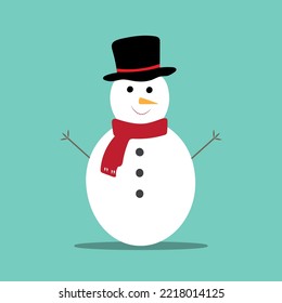 Snowman icon flat style. Vector eps10. Snowman with hat and scarf. Vector illustration. New year concept.