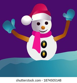 Snowman icon flat style.Perfect For Simple Brochure,Christmas Card etc.Vector