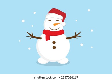 Snowman icon flat style.Vector illustration isolated on white background.Eps 10.