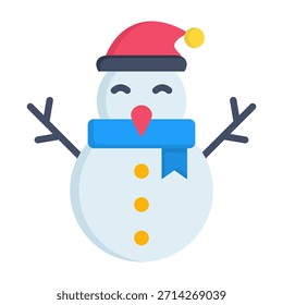 Ilustración vectorial plana del icono del muñeco de nieve