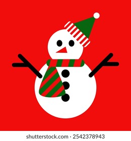 Snowman icon, Flat vector illustration.contemporary design. Christmas style.