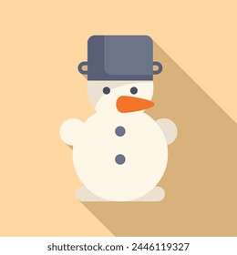 Snowman icon flat vector. Xmas ice scarf. Winter celebration costume