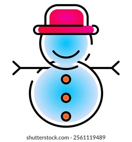 snowman icon with gradient line style. Suitable for website design, logo, app, UI and etc. Based on the size of the icon in general, so it can be reduced.