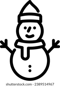 snowman icon of happy christmas in line style 
