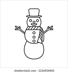 snowman icon. Happy winter snowman line art icon. Vector concept illustration for design.