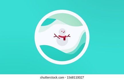 snowman icon isolated on abstract background. vector winter icon. Abstract banner with liquid shapes. Vector Illustration