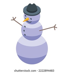 Snowman icon isometric vector. Snow winter. Hat man