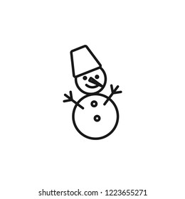 Snowman icon, line sign, vector illustration