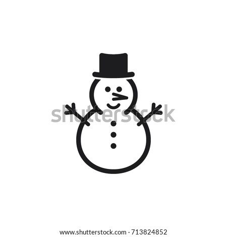 snowman icon, line sign, vector illustration