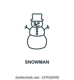 Snowman icon. Line style element from christmas icon collection. Thin Snowman icon for web design, apps, software, print usage.